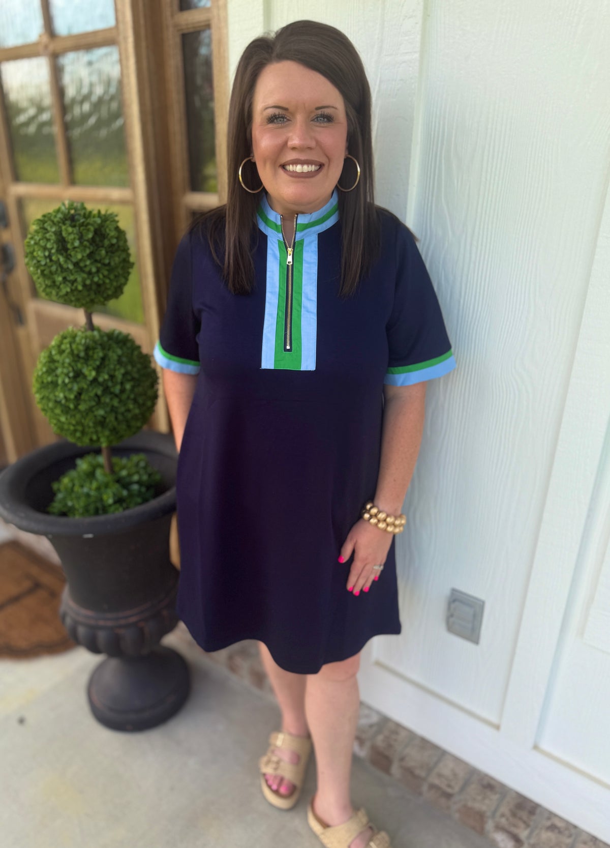 Navy Zip Dress