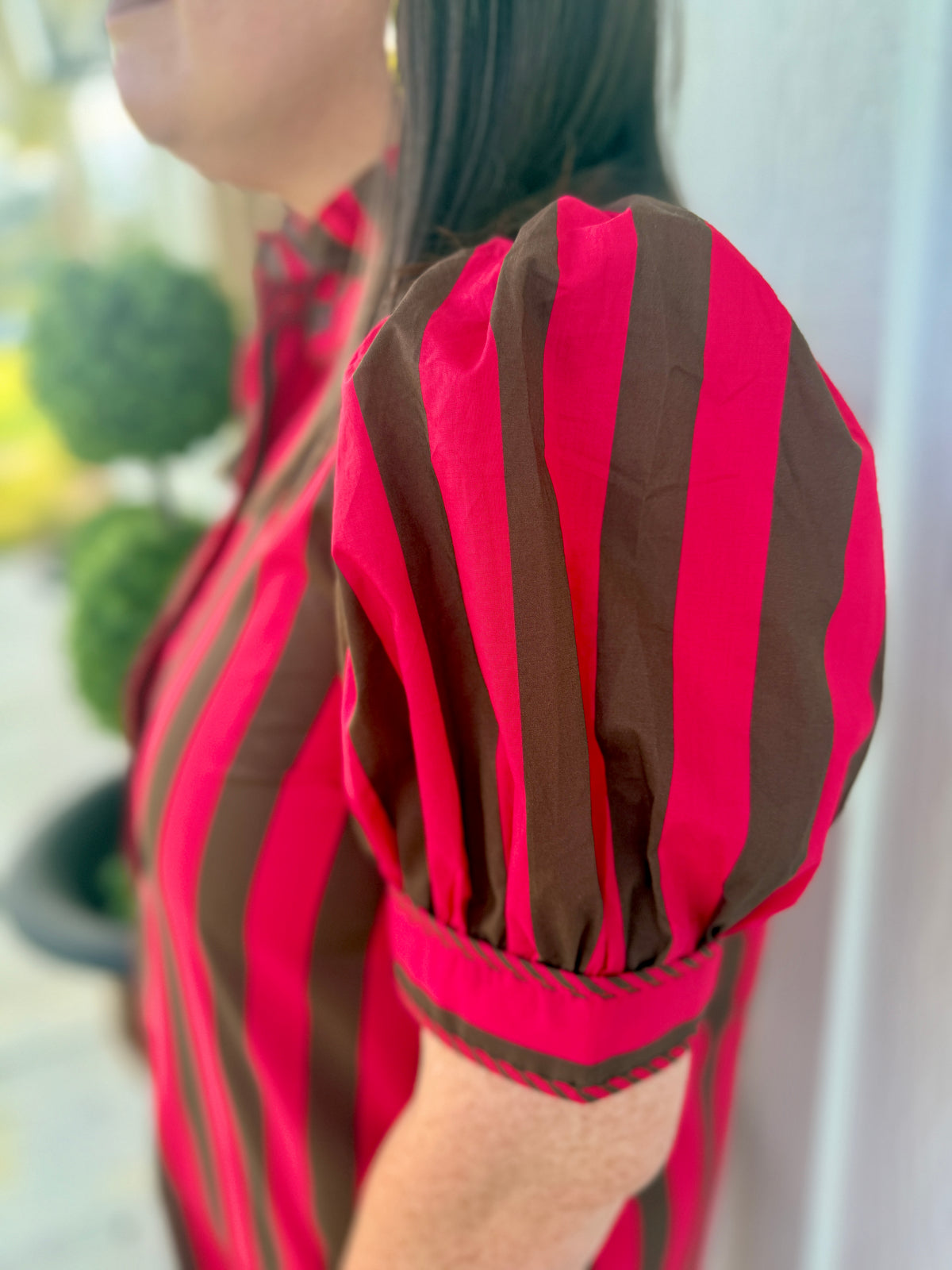 Red and Brown Stripe Dress