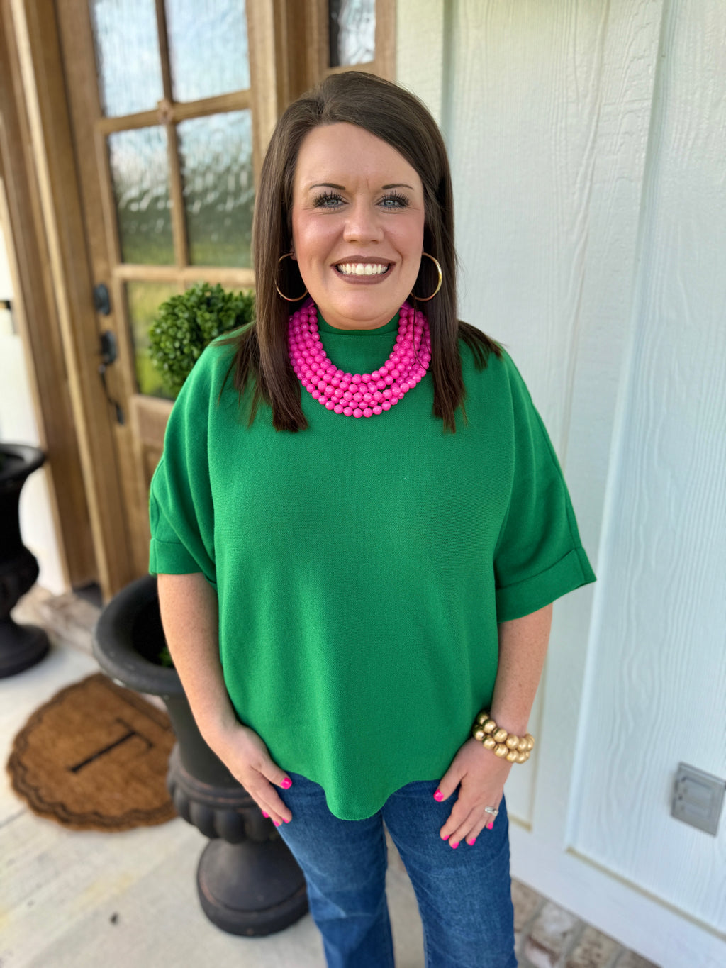 Hunter Green Mock Neck Sweater