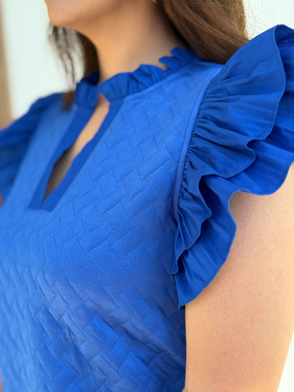 Quilted Adalee Ruffle Mini Dress