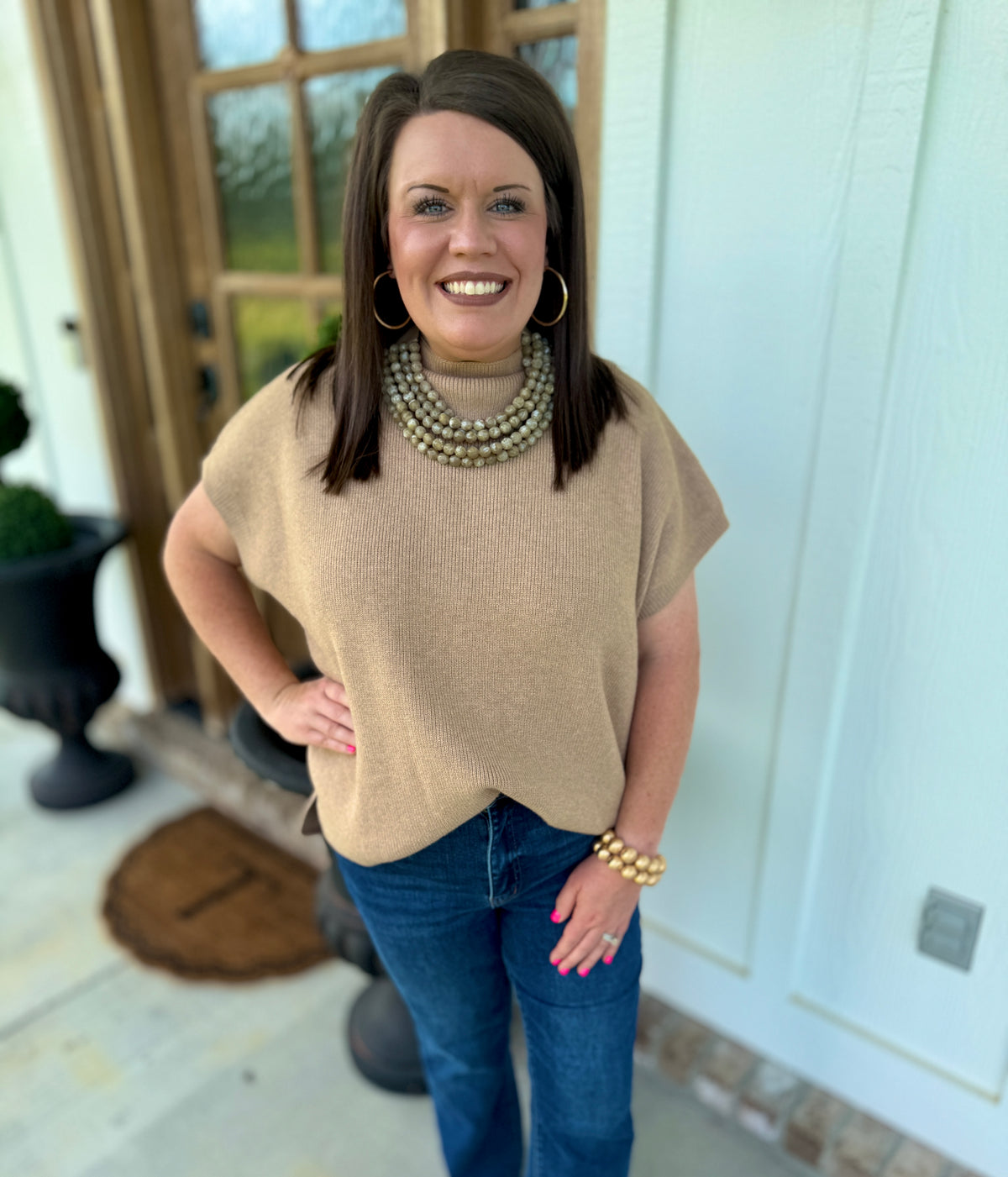 Latte Short Sleeve Sweater