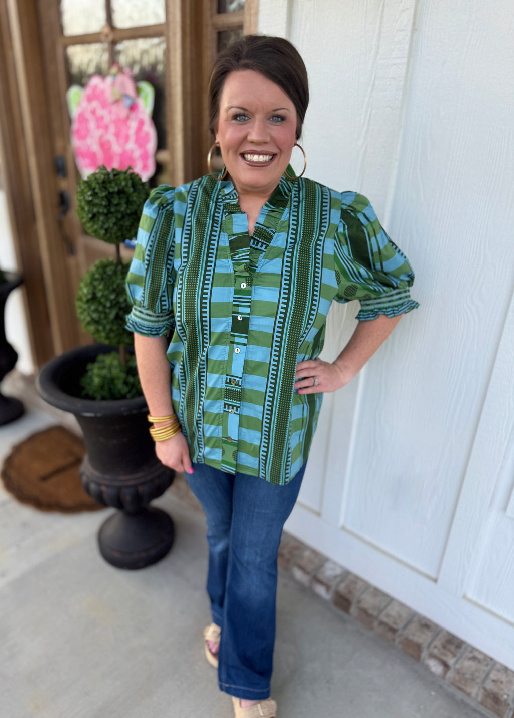 Blue Geometric Top