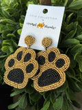 Black and Gold Beaded Pawprint Earrings