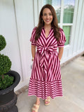 Collared Puff Sleeve Bow Dress