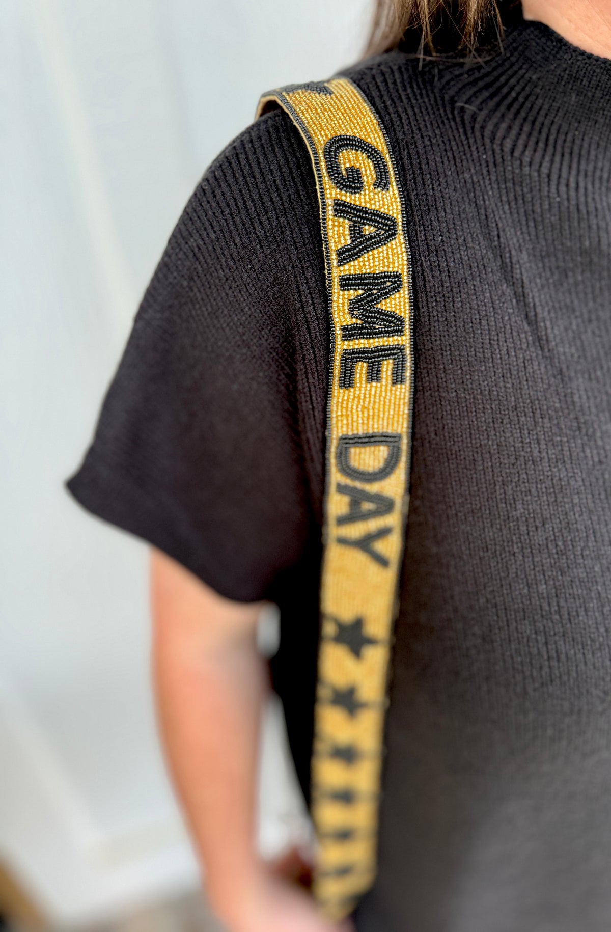 Gameday Beaded Strap: Black & Gold