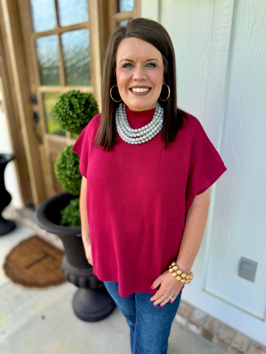 Crimson Short Sleeve Sweater
