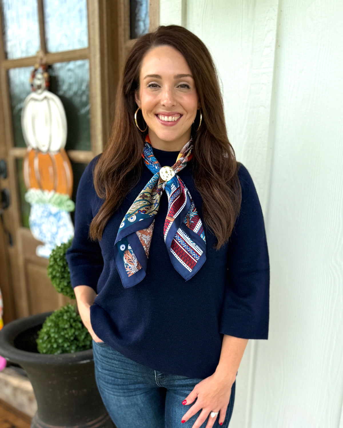 Navy Mock Neck Sweater