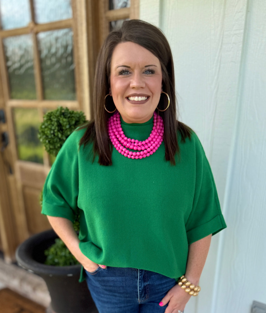 Hunter Green Mock Neck Sweater