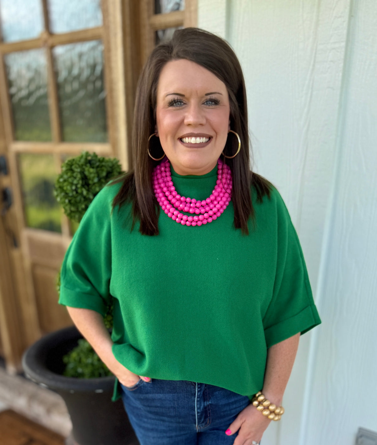 Hunter Green Mock Neck Sweater