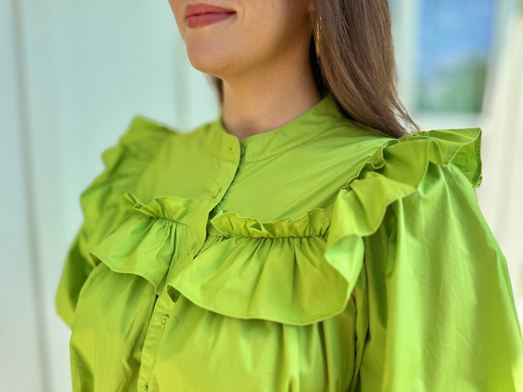 Lime Mini Ruffle Dress