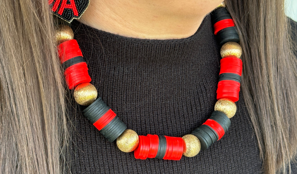 Black & Red Gameday Necklace
