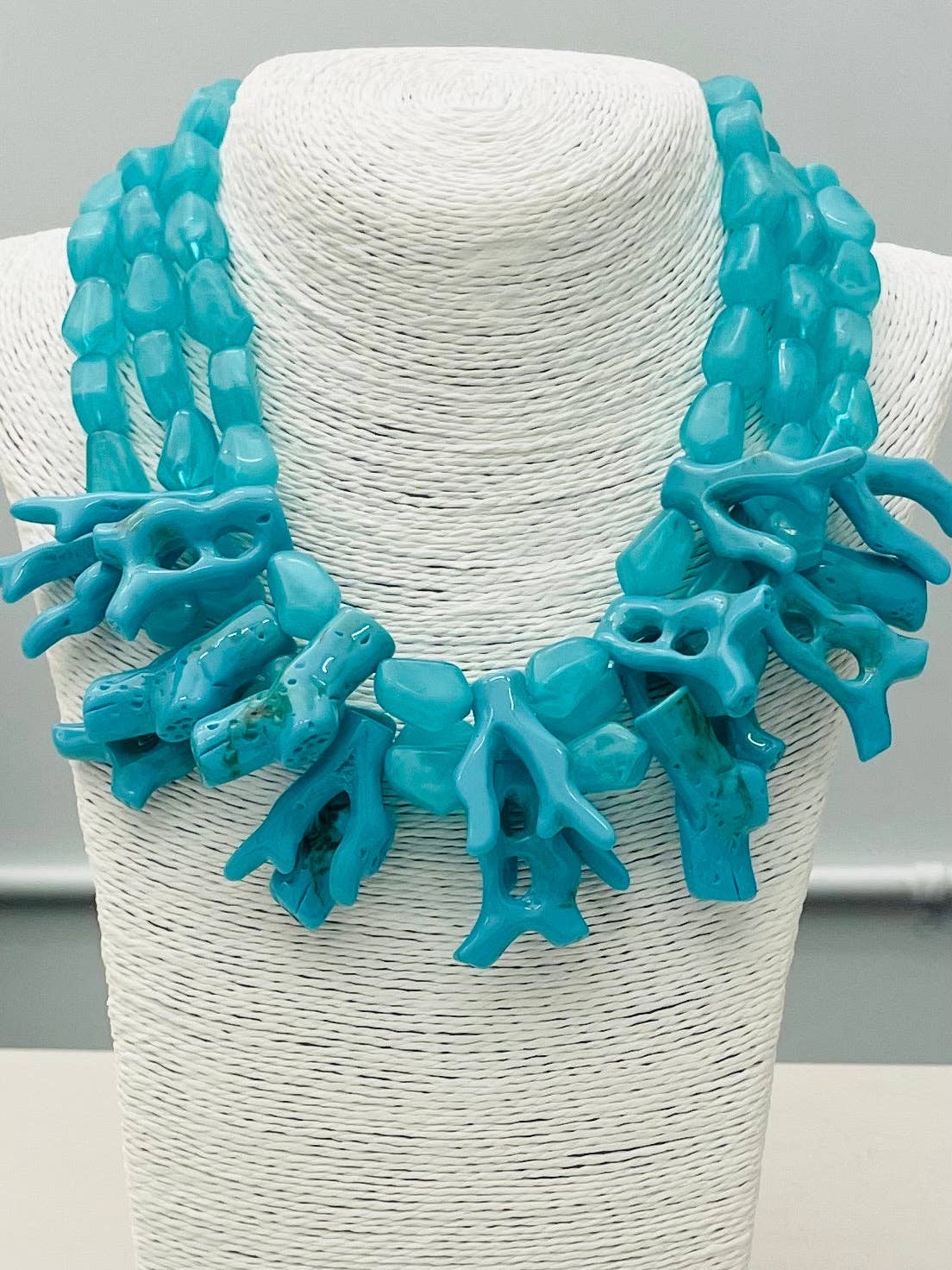 Coral Statement Necklace: Marbled Teal
