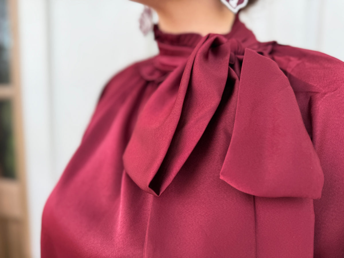 Wine Bow Blouse