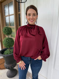 Wine Bow Blouse