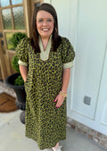 Olive Leopard Print Dress