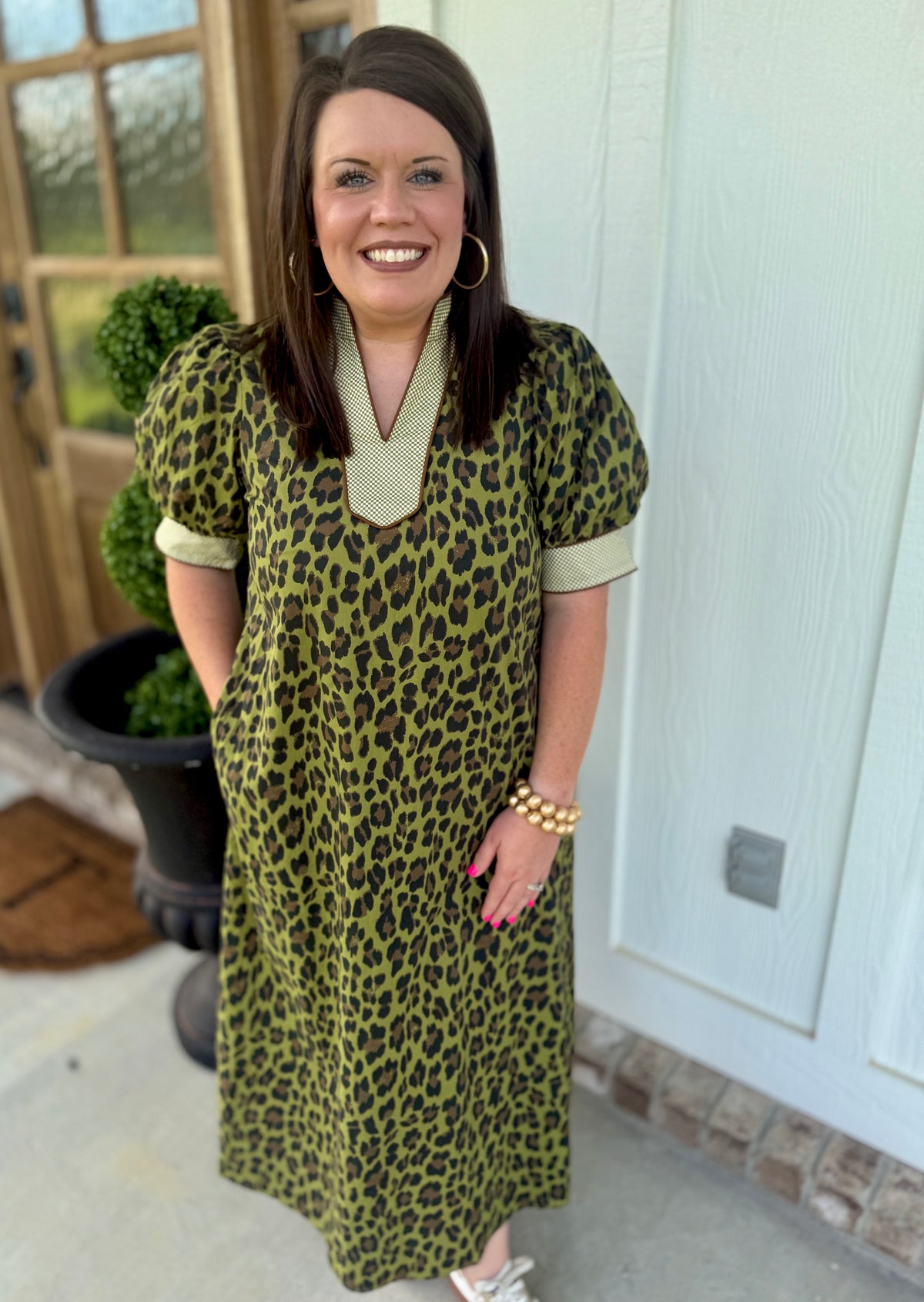 Olive Leopard Print Dress