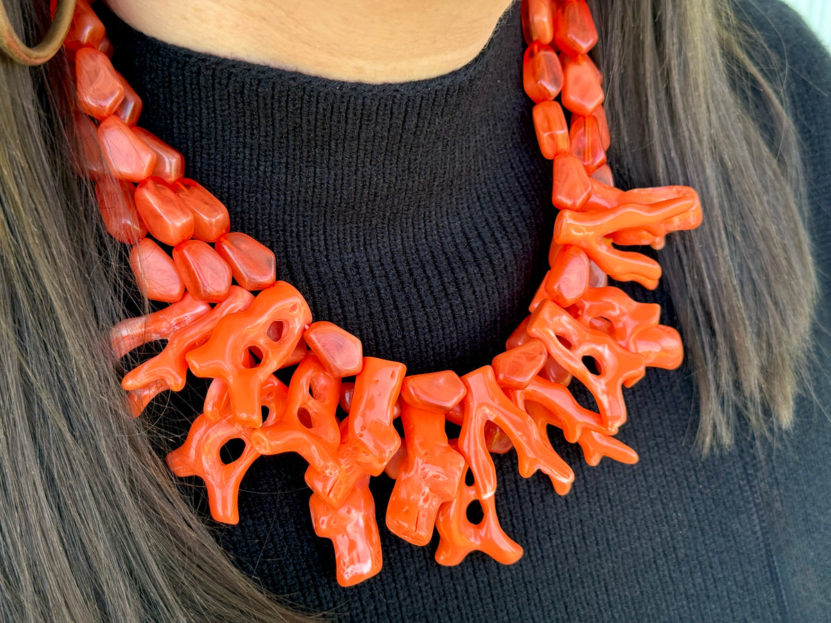 Coral Statement Necklace: Marbled Coral