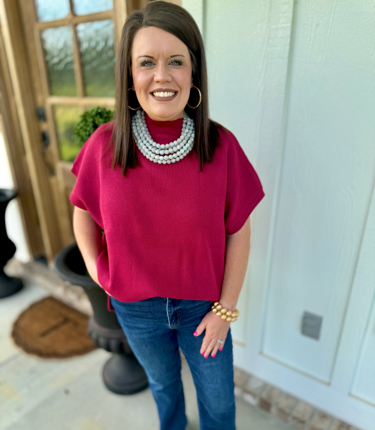 Crimson Short Sleeve Sweater