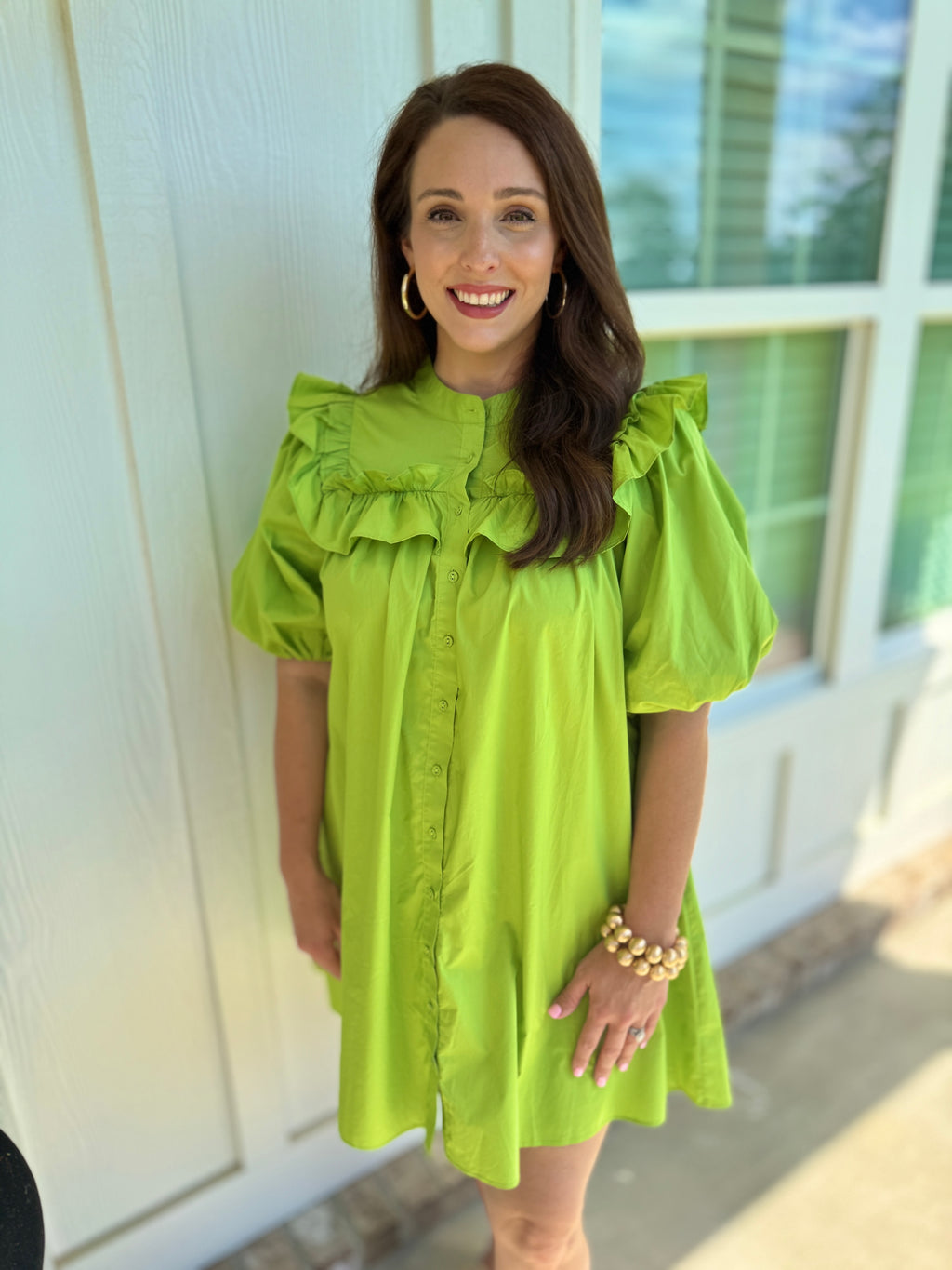 Lime Mini Ruffle Dress