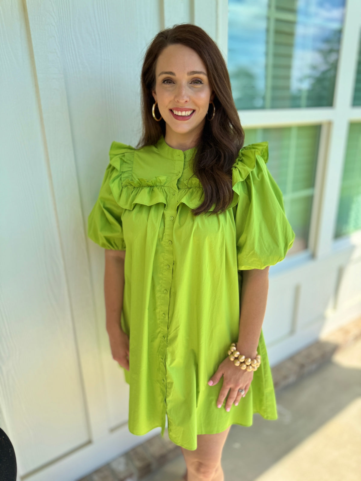 Lime Mini Ruffle Dress