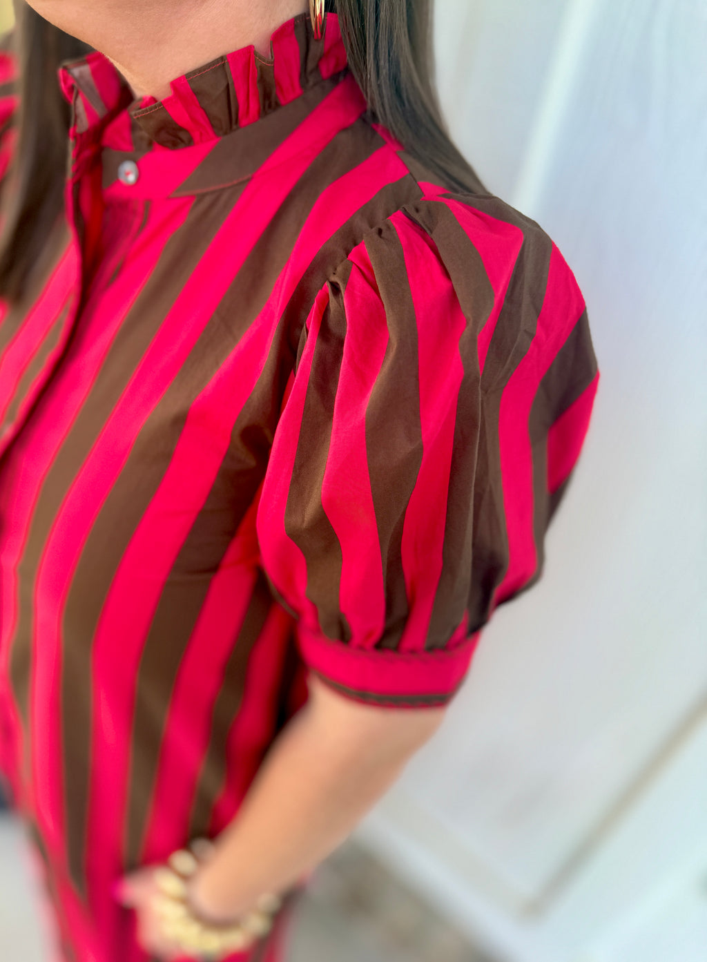 Red and Brown Stripe Dress