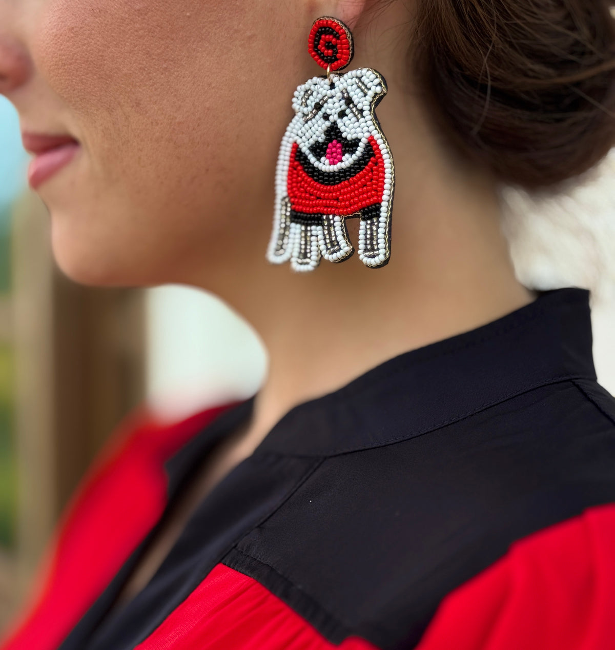 Bulldog Beaded Earrings