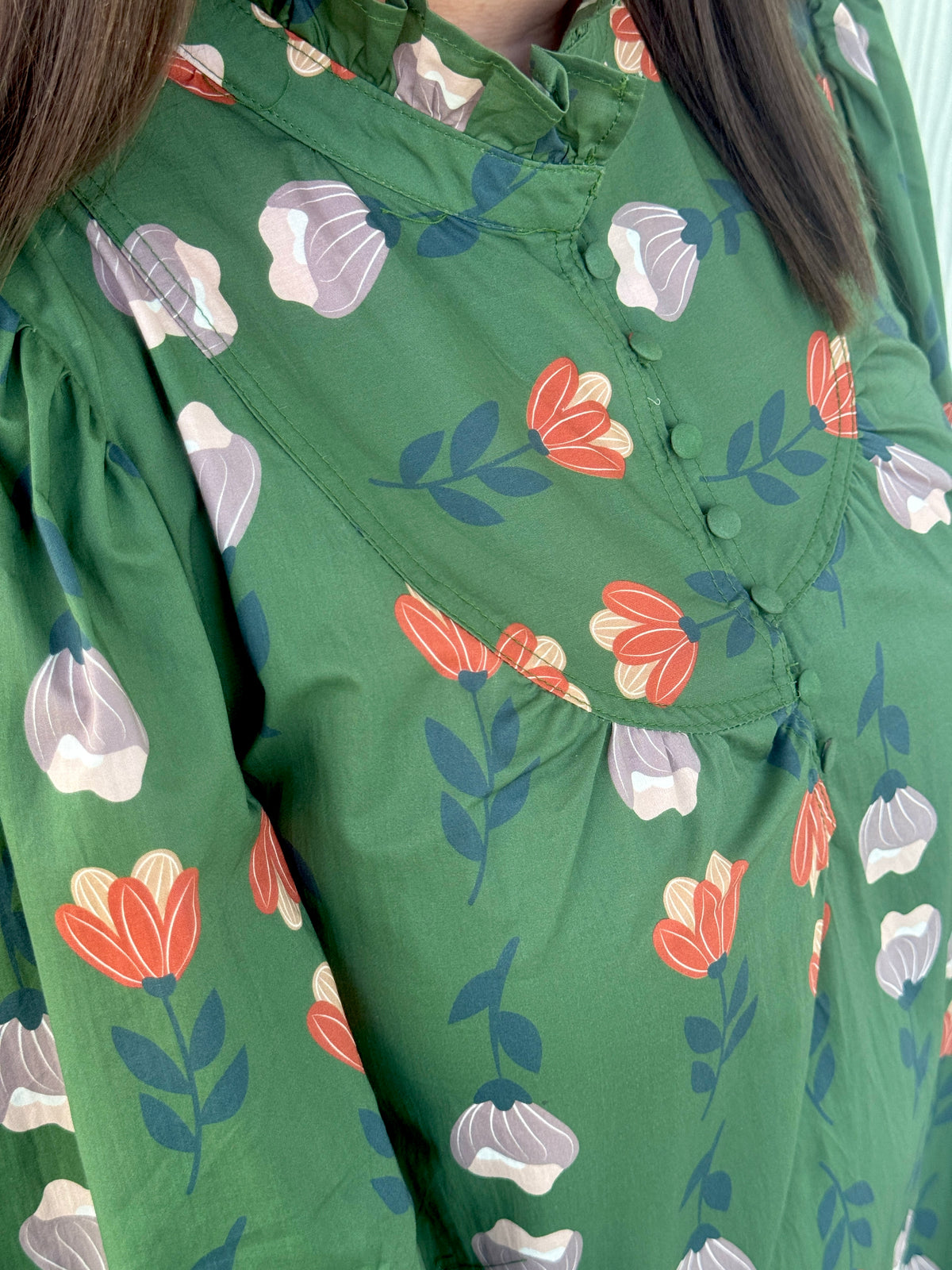 Olive Floral Midi Dress